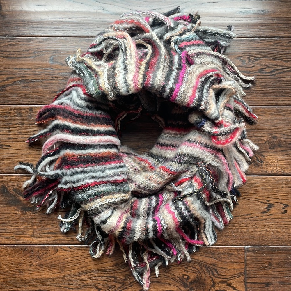 NWOT Mirabeau infinity scarf boho colorful fringe stripe